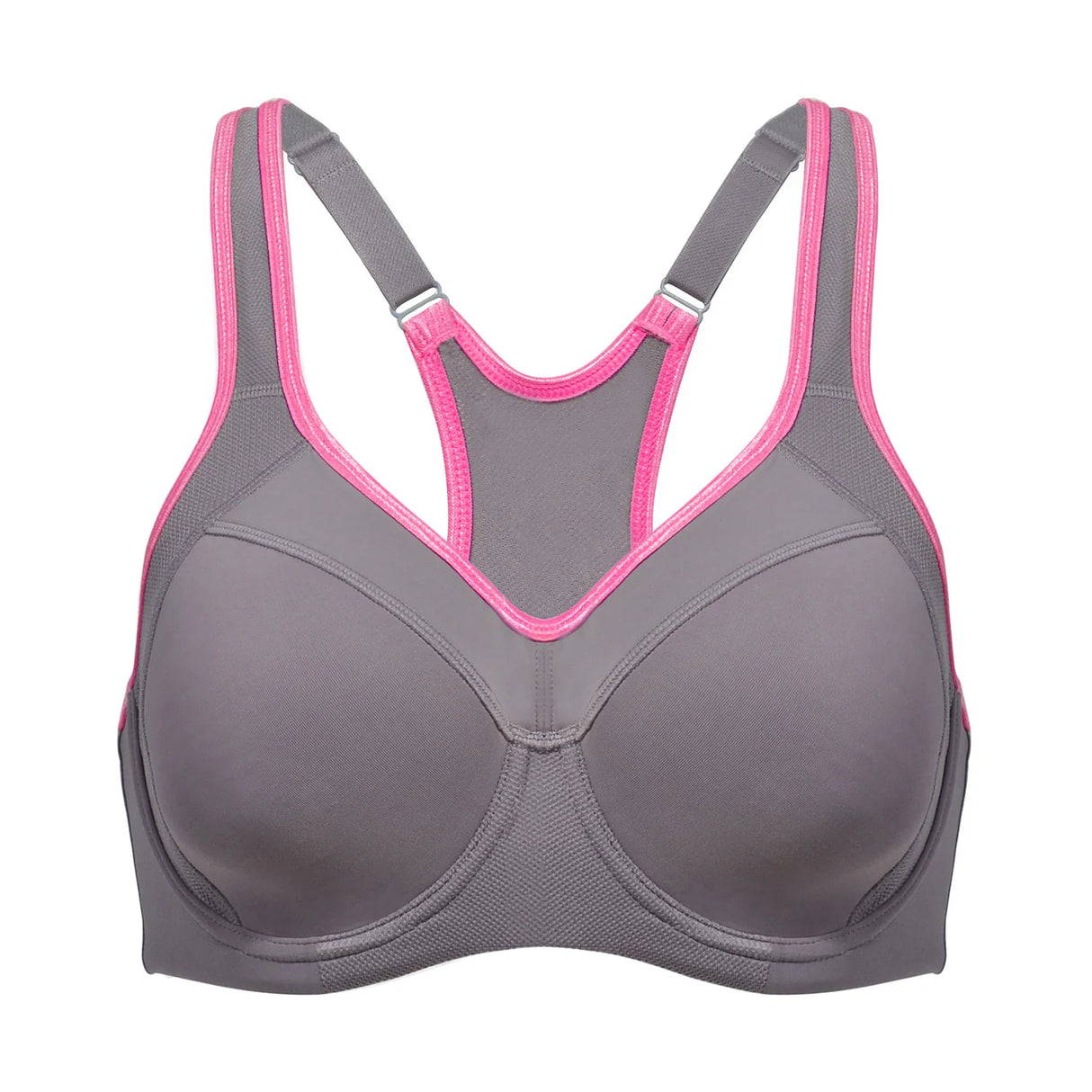 Full Support High Impact Padded Sports Bra - Grey