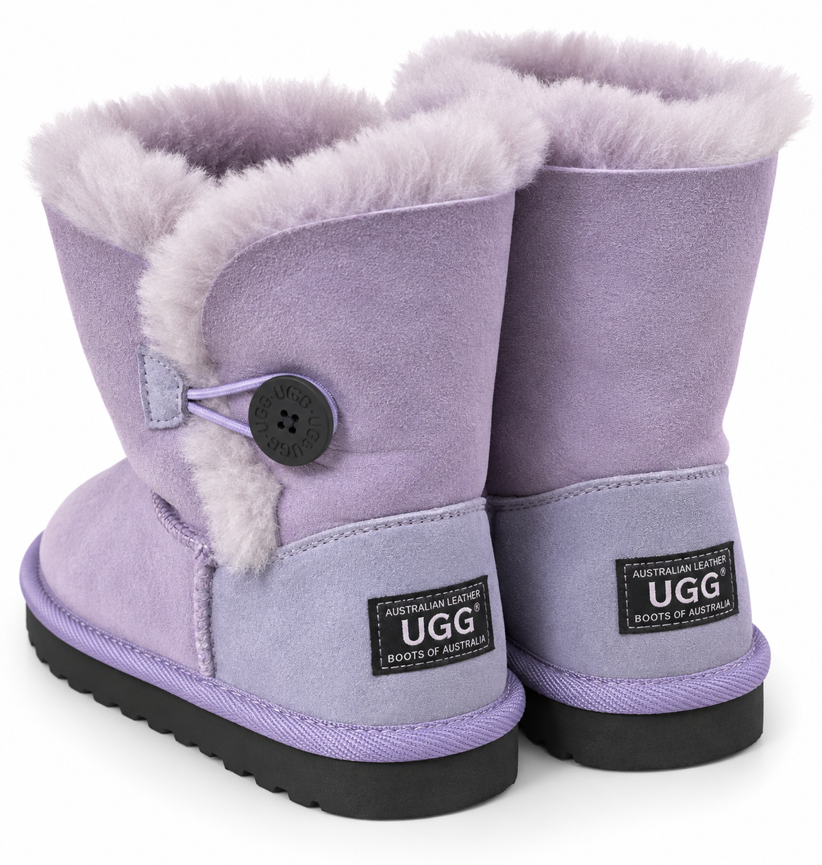 Australian Leather Ugg Kids 1Button Classic Short - Lilac - A12