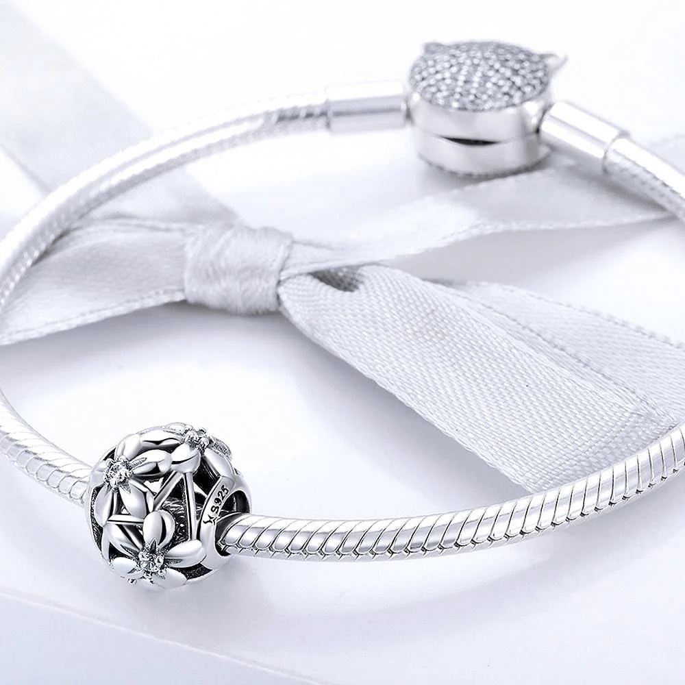 Solid 925 Sterling Silver Daisy Garden CZ Charm