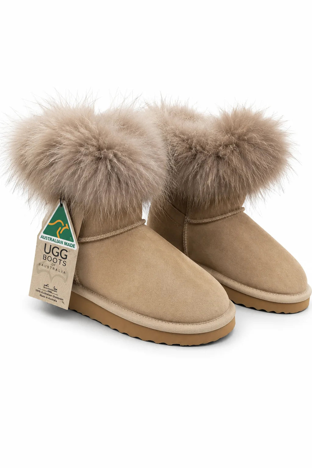 Australian Leather Ugg Fur Mini Uggs - Natural - AU5