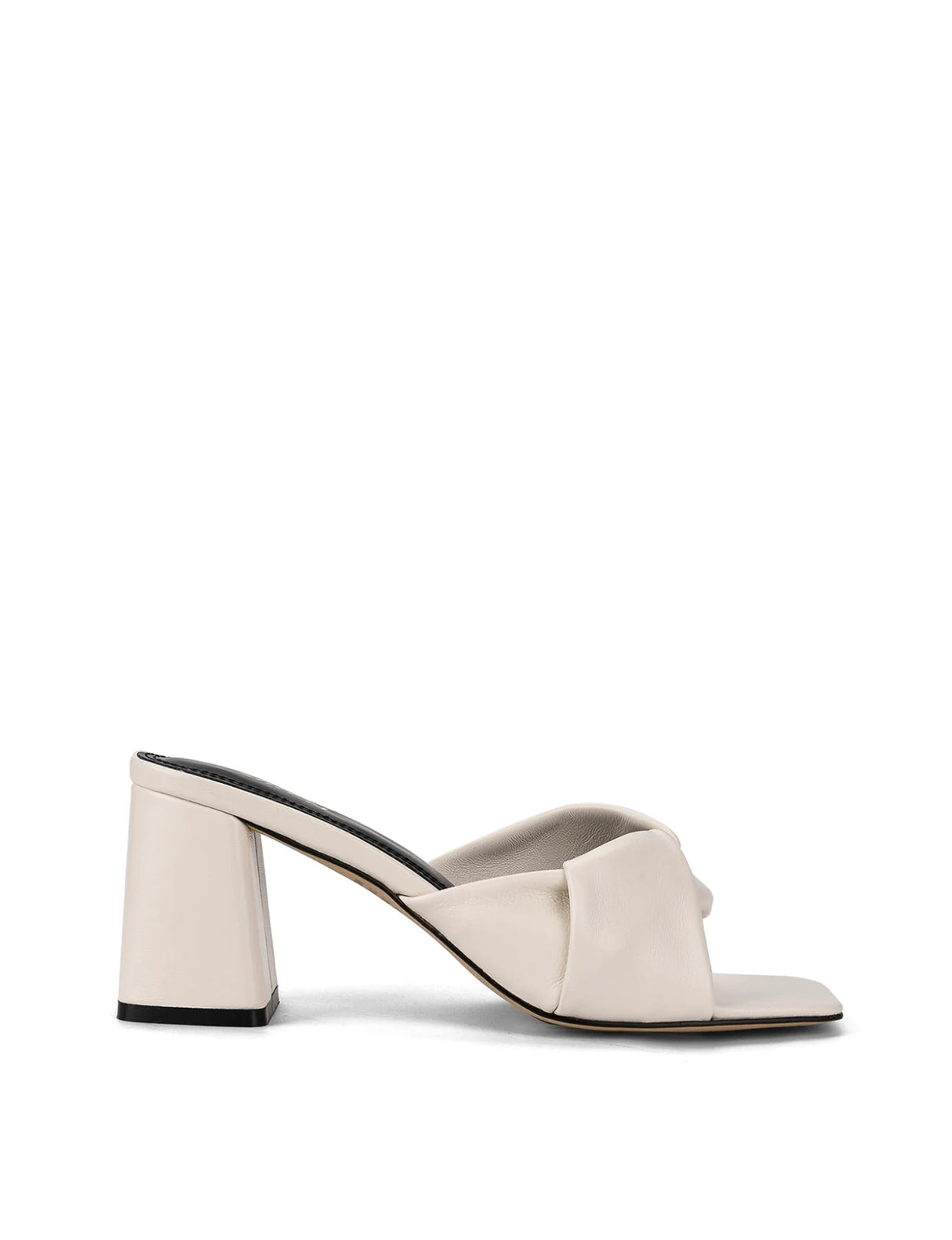 Siren Heeled Mules - Chalk White Leather