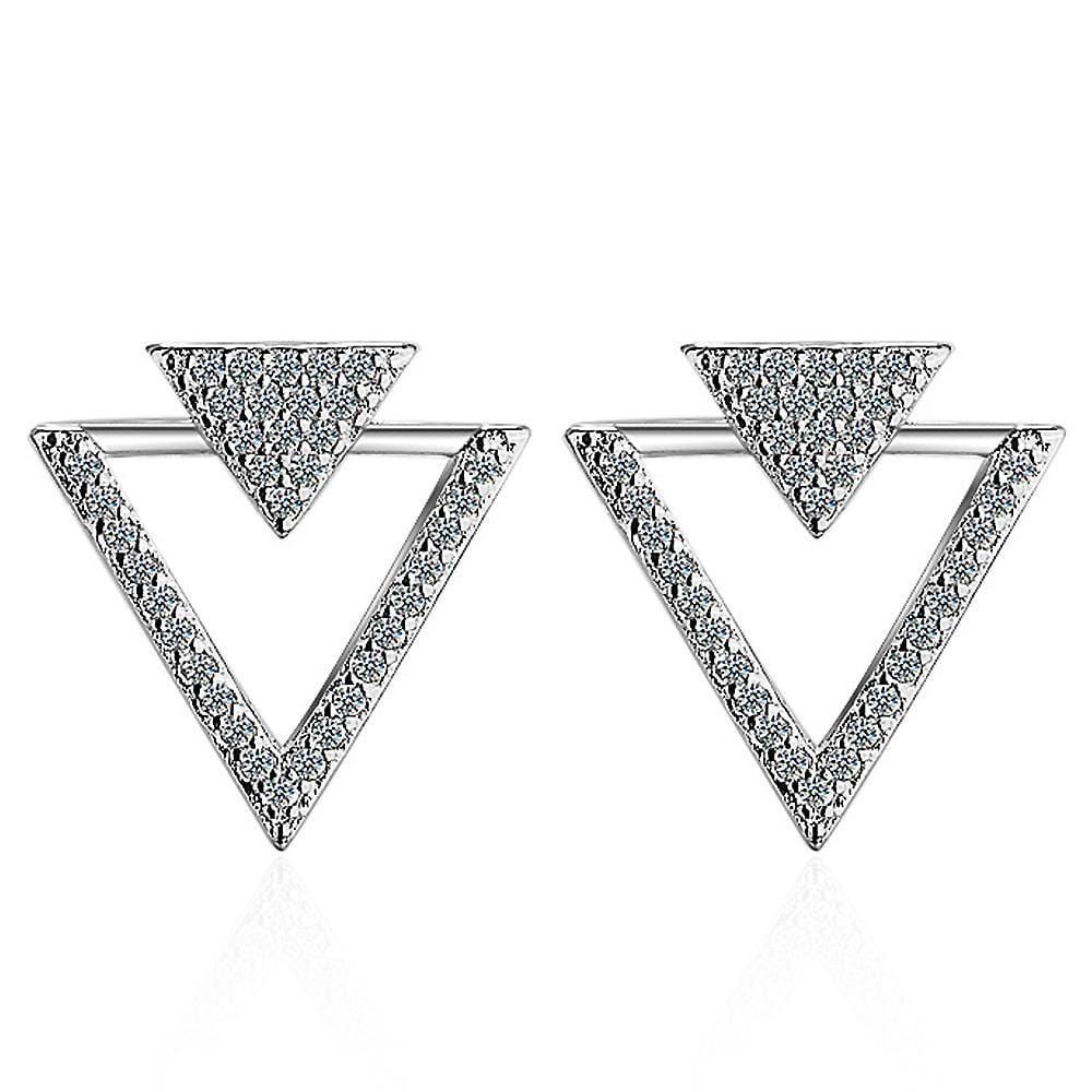 Bullion Gold Inverted Pyramid Stud Earrings White Gold