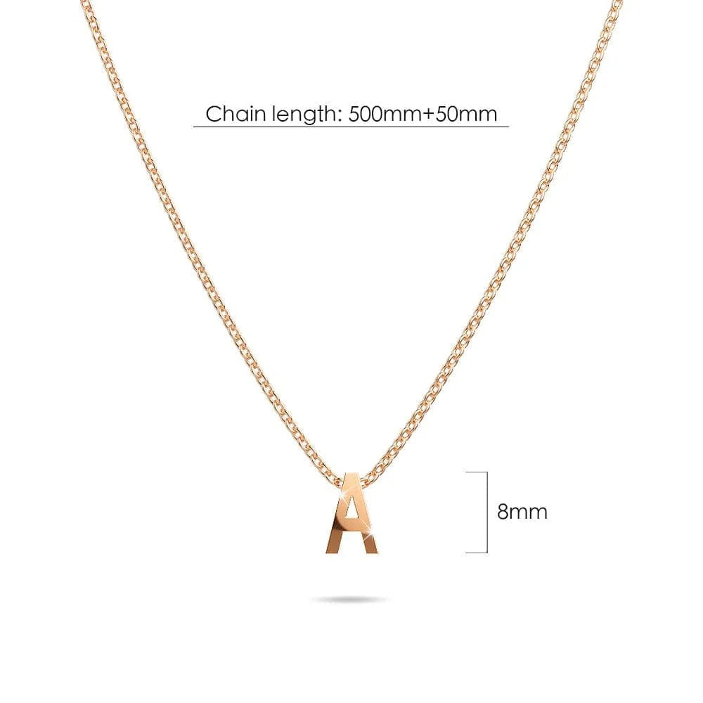 Bullion Gold Initials Brick Alphabet Letter Necklace Rose Gold Layered Steel Jewellery