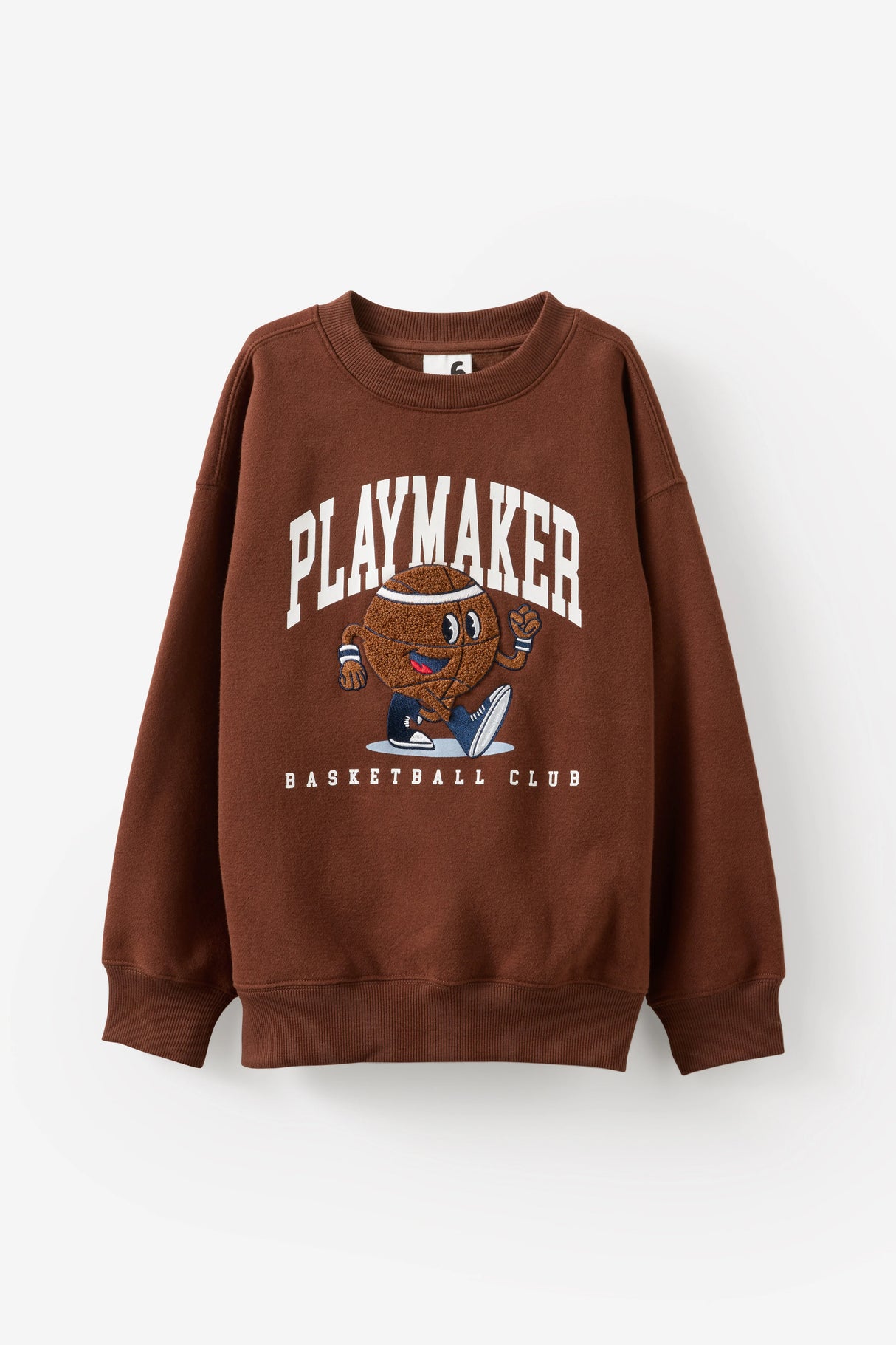 Cotton On Kids Boys Sammy Oversize Crew - Rocky Road/Playmaker Basketball Club