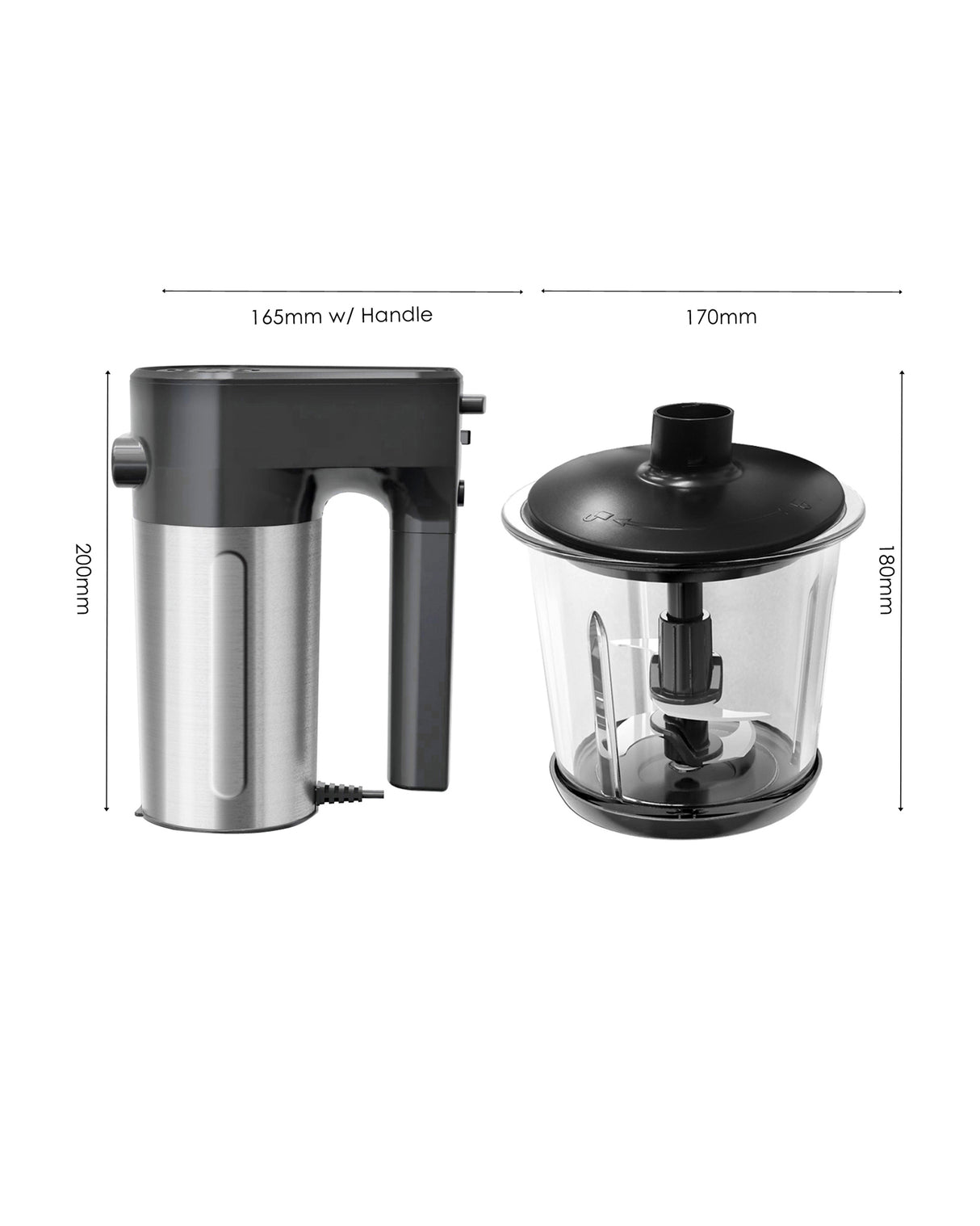 TODO 1L Multi Chopper Processor Hand Mixer Beater 300W Glass Bowl Dual Blade