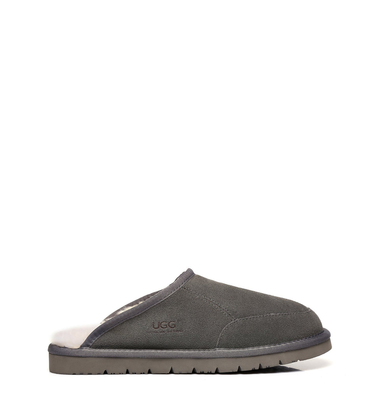 Men Bred Cow Suede Slipper in Grey