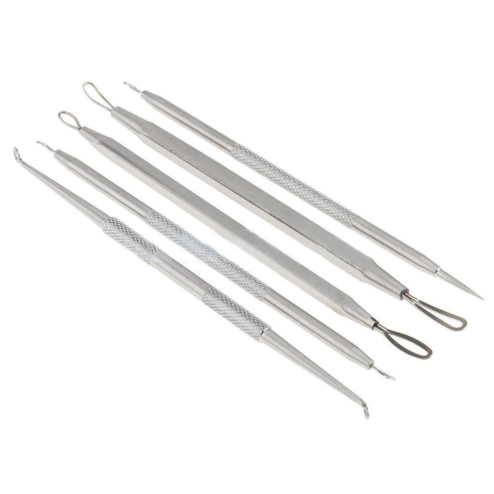 5 Pcs Blackhead Acne Remover Cleaner Tool Blemish Needle Pimple Extractor Carry Case set