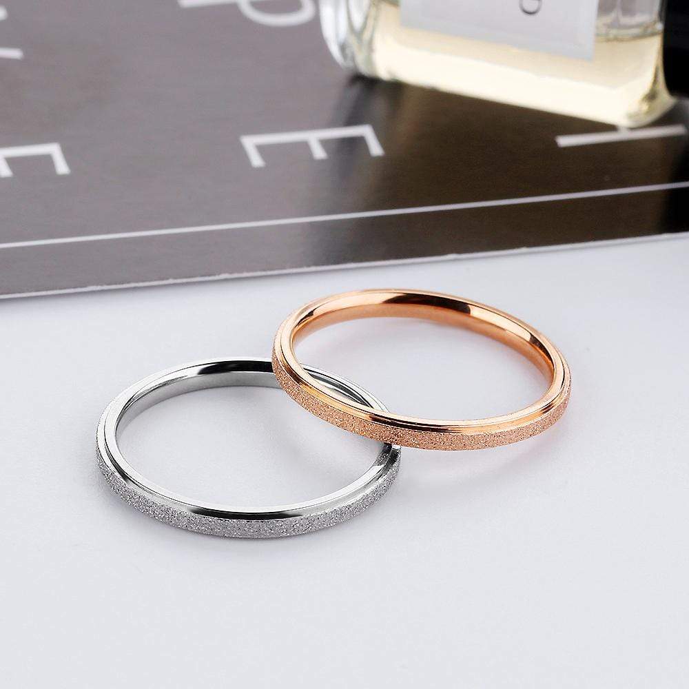 Bullion Gold Glitter Textured Stackable Band Ring in White Gold Layered Steel Jewellery