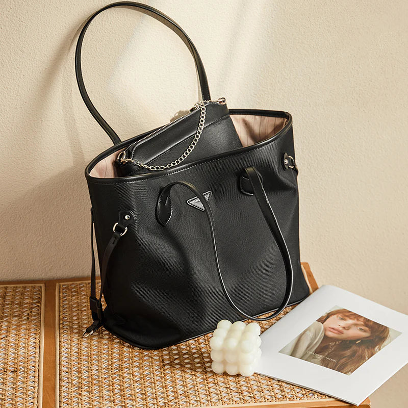 Nalandu Raleigh Large Capacity Canvas Commuter Tote Bag - Black