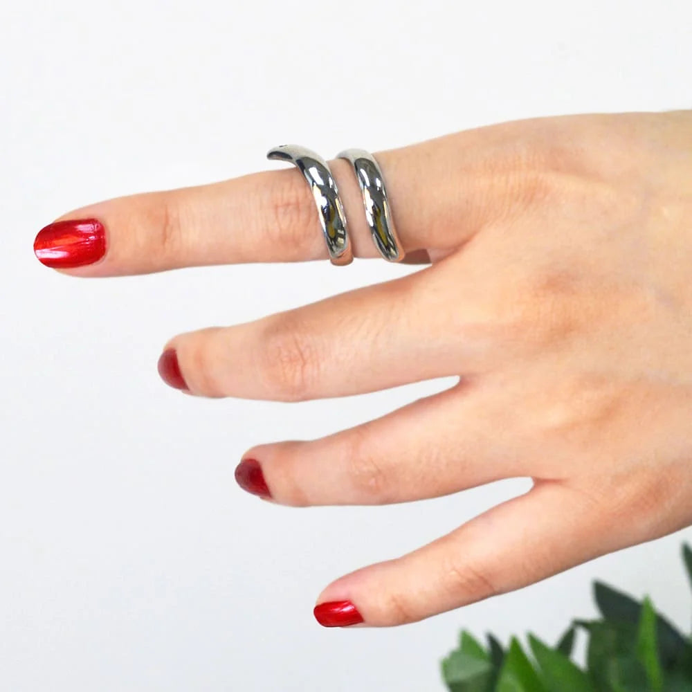 Bullion Gold Orphic Double Wrapped Band Ring in White Gold