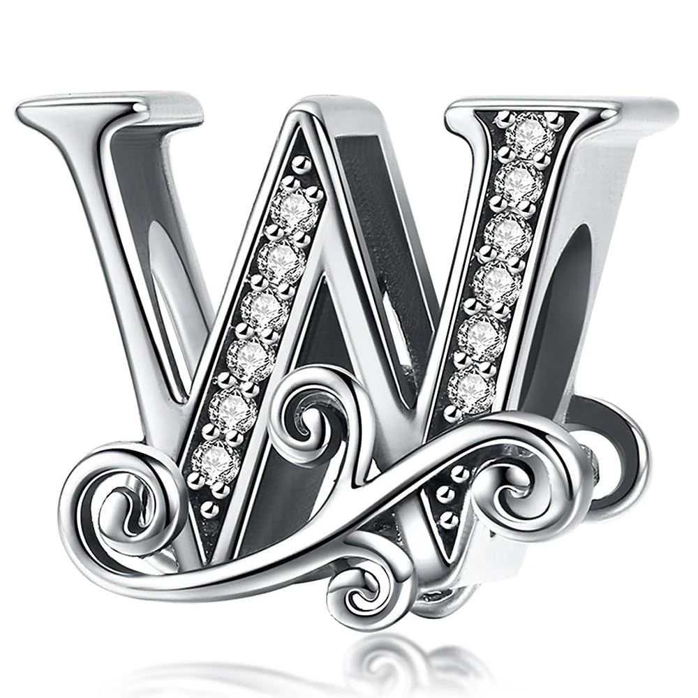 Solid 925 Sterling Silver Vintage Inspired Antique Alphabet Charm