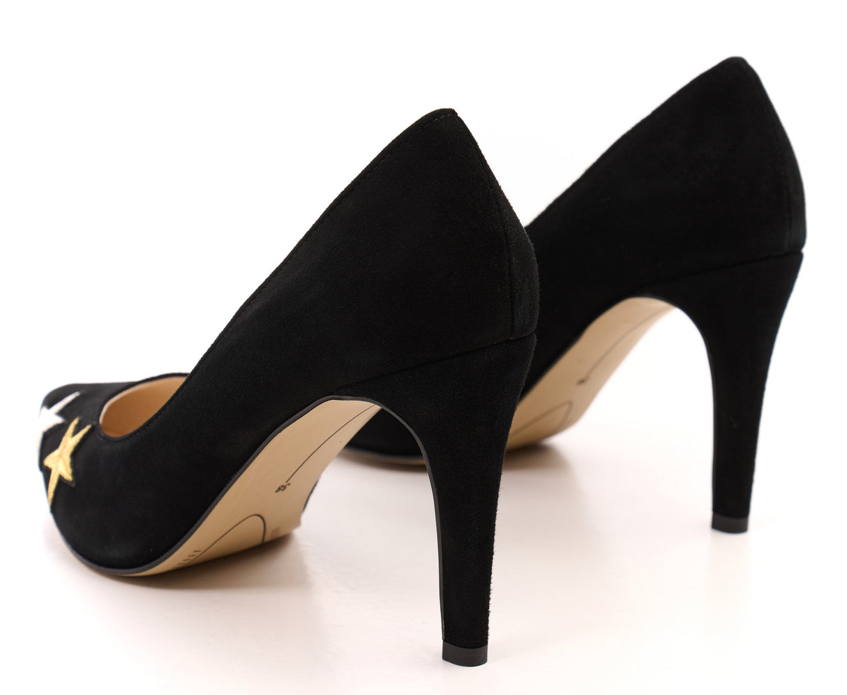 Bosccolo Womens Heels Embroidered - Black