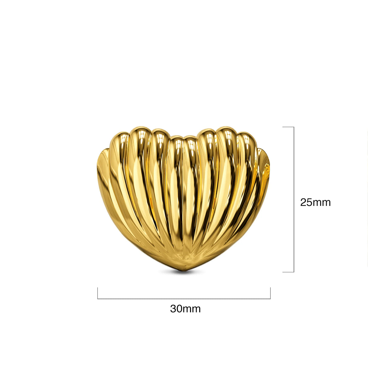 Bullion Gold Ridged Heart Gold layered Stud Earrings