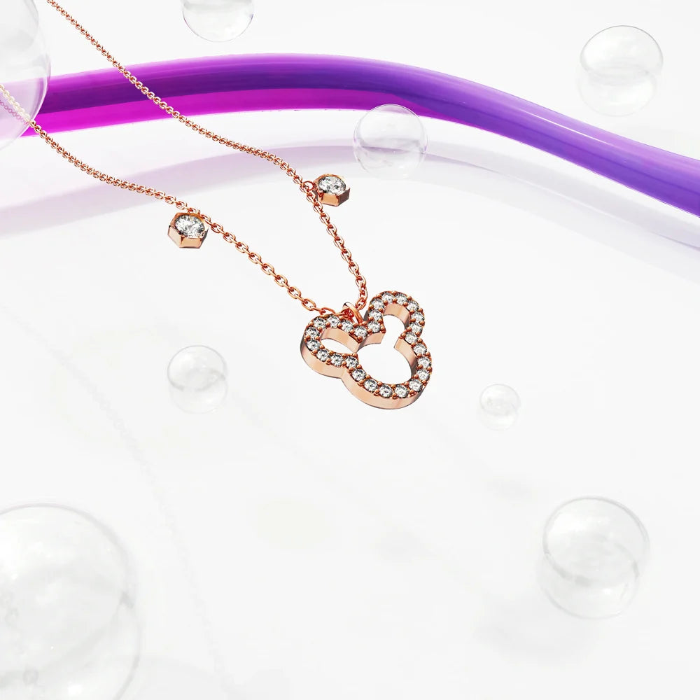 Boxed Rose Gold Mickey Bracelet and Necklace Set Embellished with SWAROVSKI® Crystals
