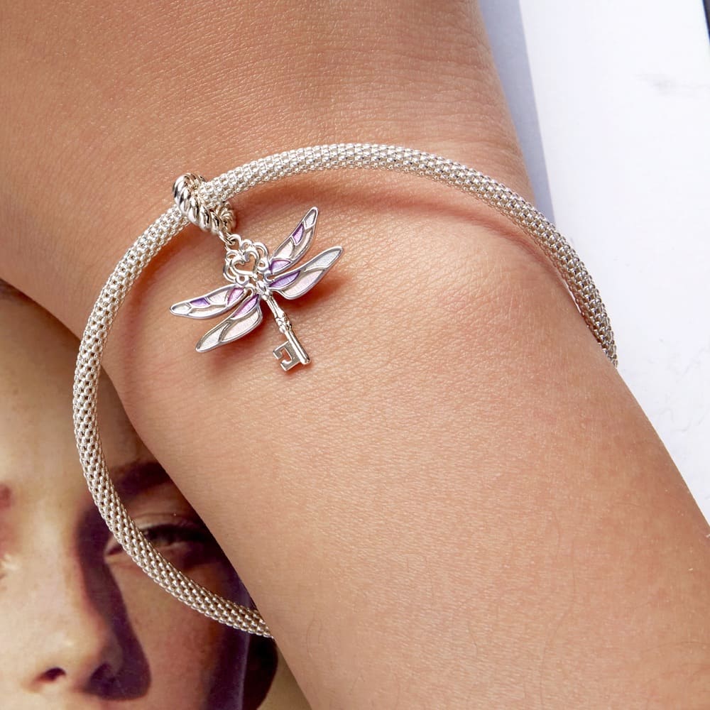 Solid 925 Signature Silver Dragonfly Key Charm