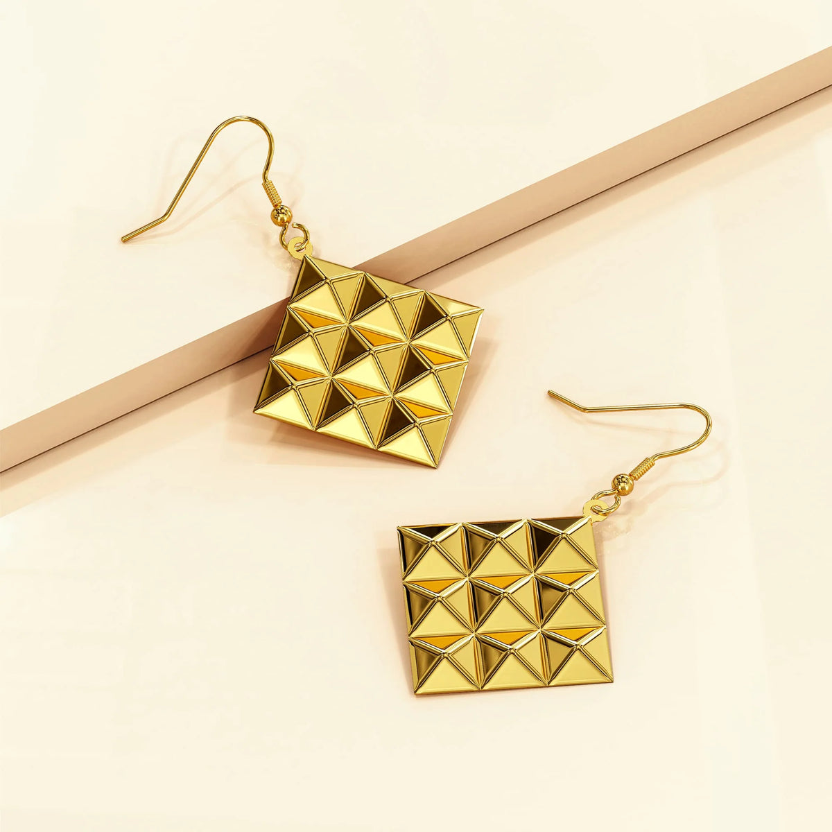 Bullion Gold Fascination Geometric Style Diamond Shape Metallic Earrings Gold