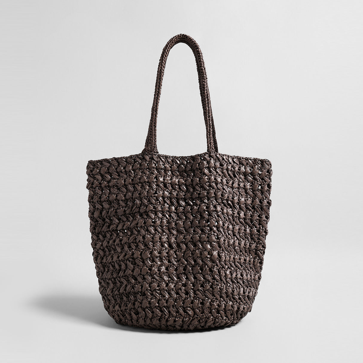 Handwoven Raffia Basket Tote - Chocolate