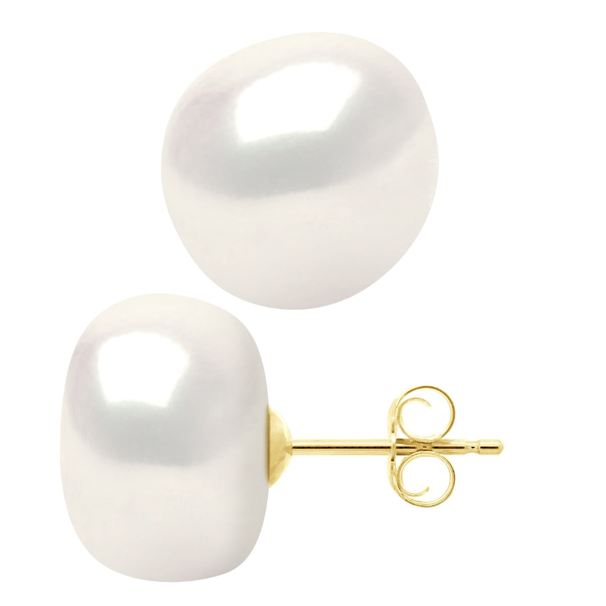 Earrings Yellow Gold - Natural White - Longueur 42 cm