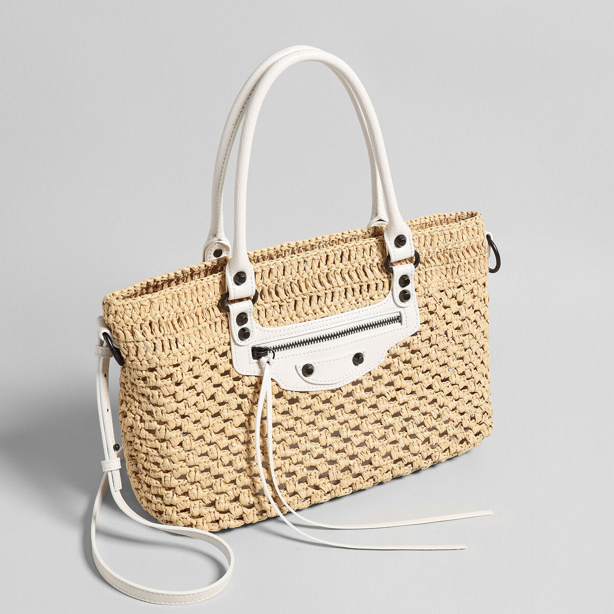 Handwoven Raffia Tote Bag - Ivory