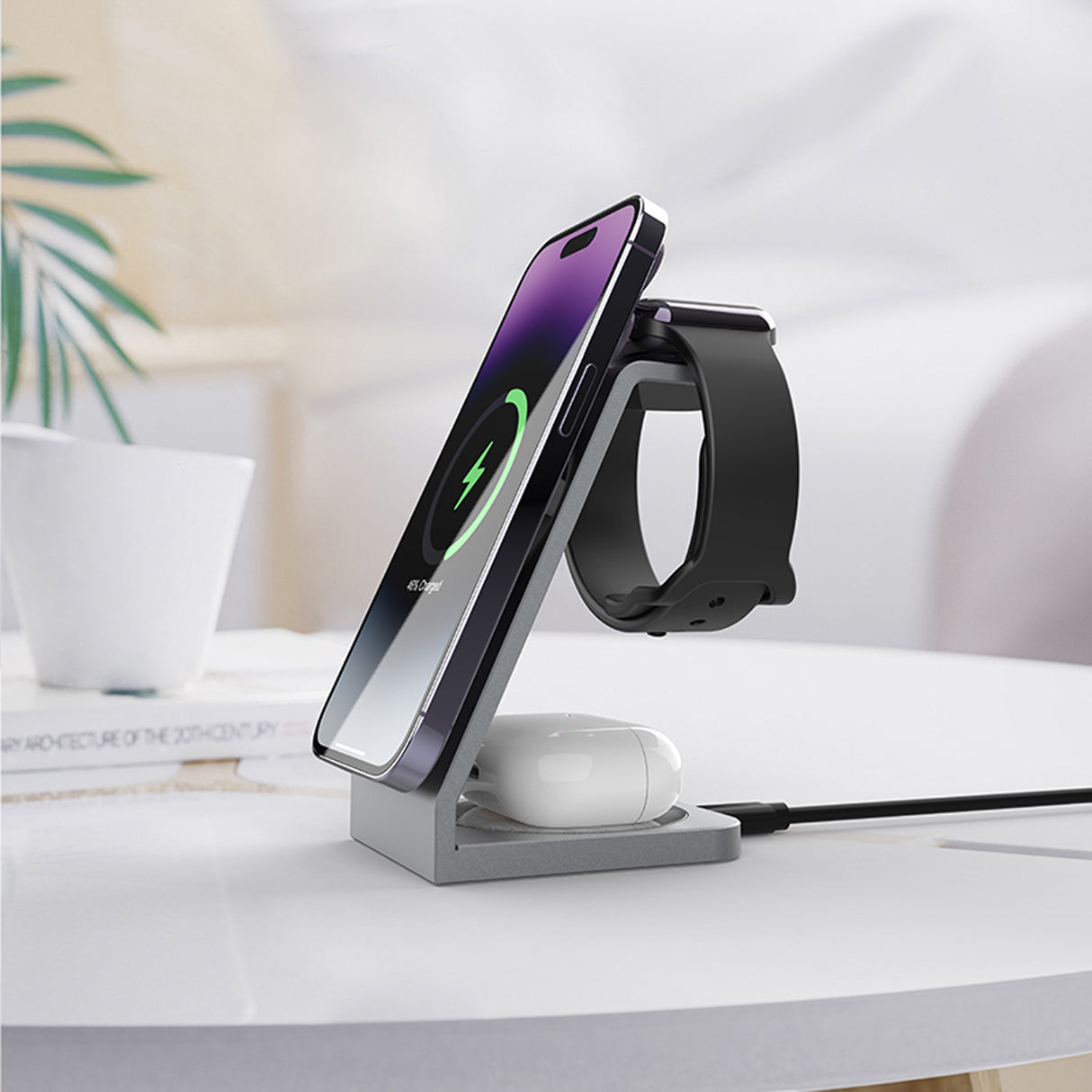 TODO 3 in 1 Wireless Phone Charger 18W Fast Charge Earphone Watch Magnetic Charge