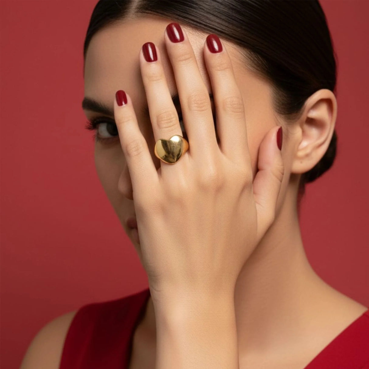 Bullion Gold Heart's Desire Signet Gold Layered Ring in 16mm