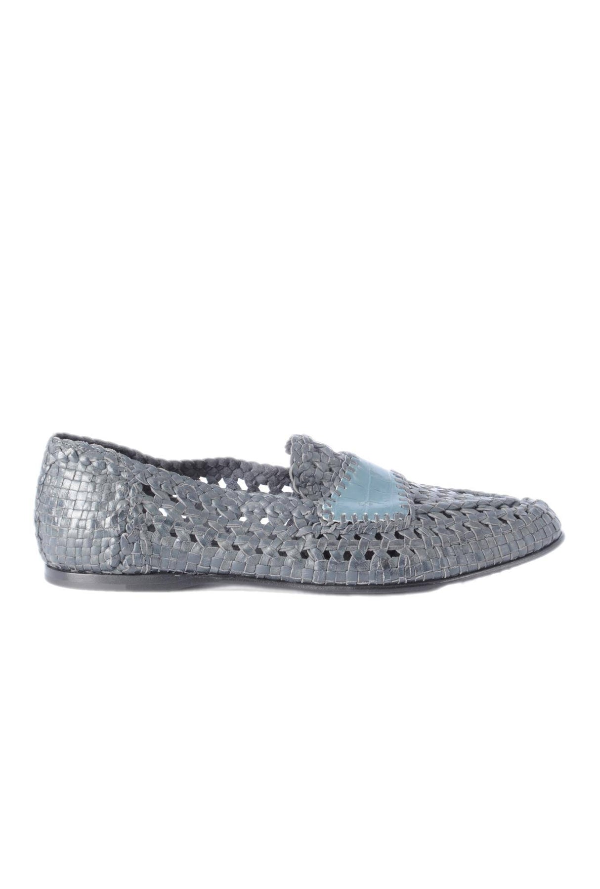 Dolce & Gabbana Men Braided Leather Flat Shoes