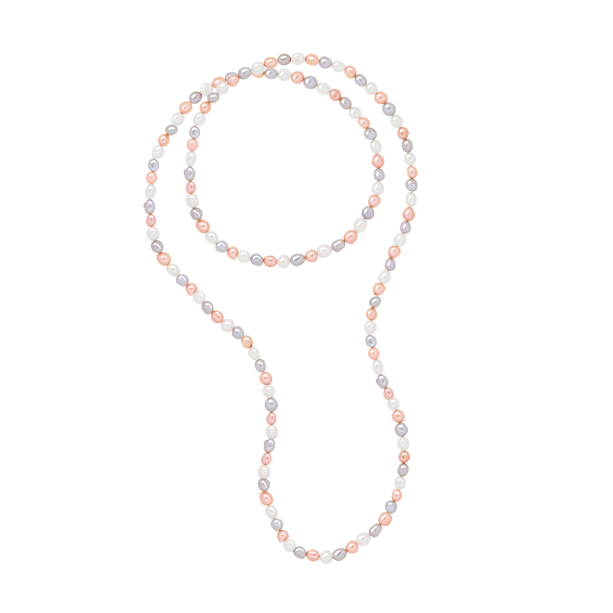 Long Necklace Opera of Real Cultured Freshwater Pearls Baroque 8-9 mm - Multicolor - Length Long Necklace 120 cm