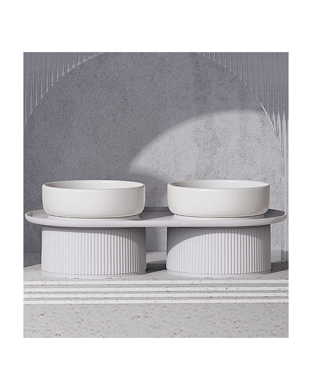 Ceramic Pet Food Bowl Pet Feeder Water Bowl Elevated Dog Cat Food Bowl - White