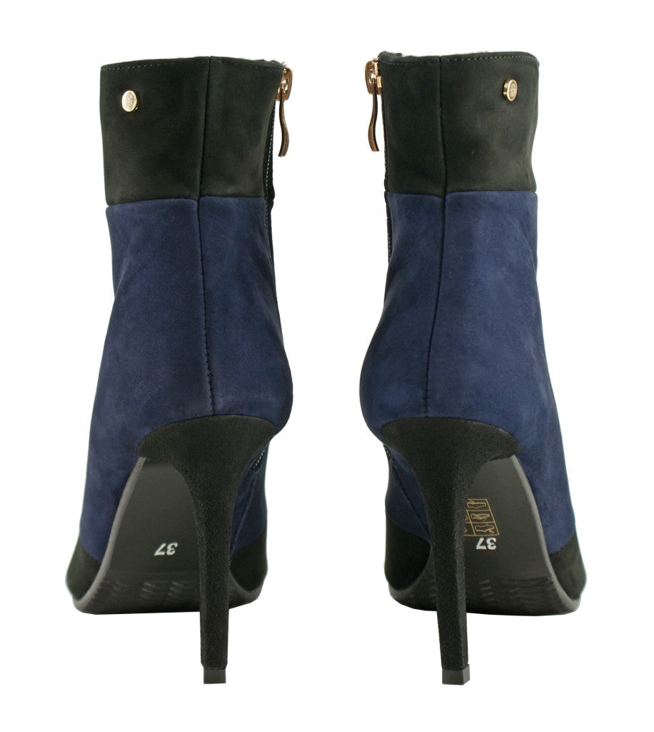 Bosccolo Womens Spike Heel Boots - Navy Blue/Black Nubuk