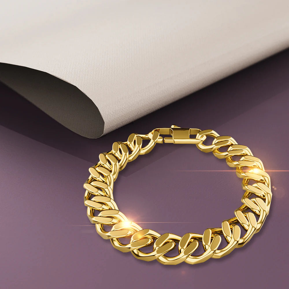 Bullion Gold Muse Cuban Gold Layered Stainless Steel Chain Bracelet