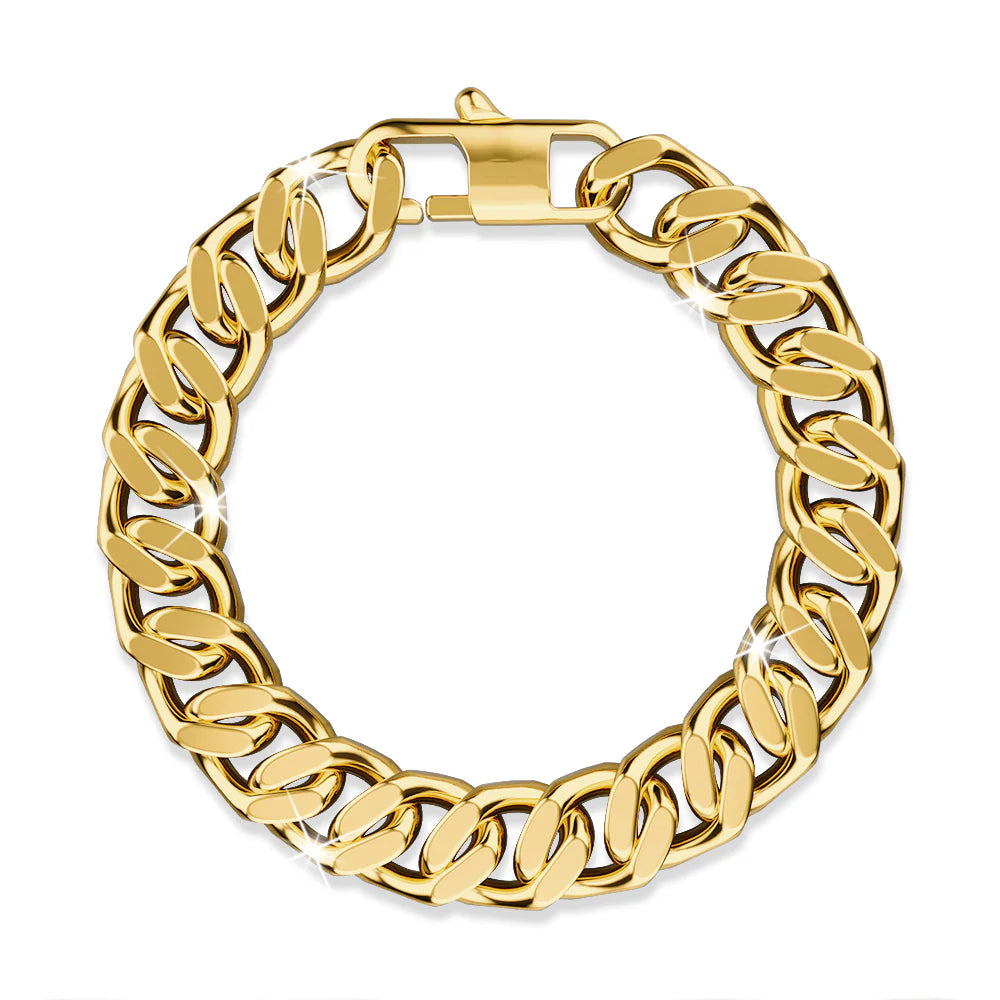 Bullion Gold Muse Cuban Gold Layered Stainless Steel Chain Bracelet