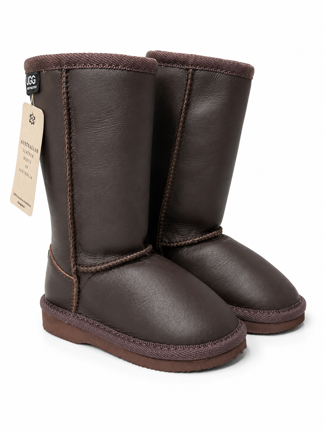 Australian Leather Ugg Kids Classic Leather Long - Chocolate - AU8