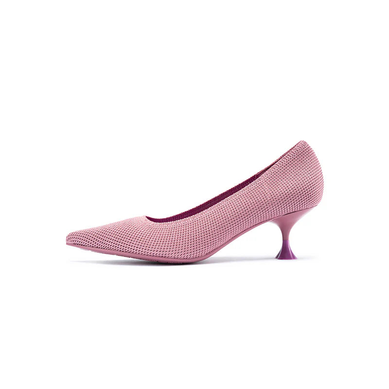 Classy Madam Pointed Toe Kitten Heels - Pink