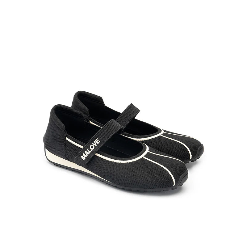 Sport Ballet Mary Jane Flats - Black