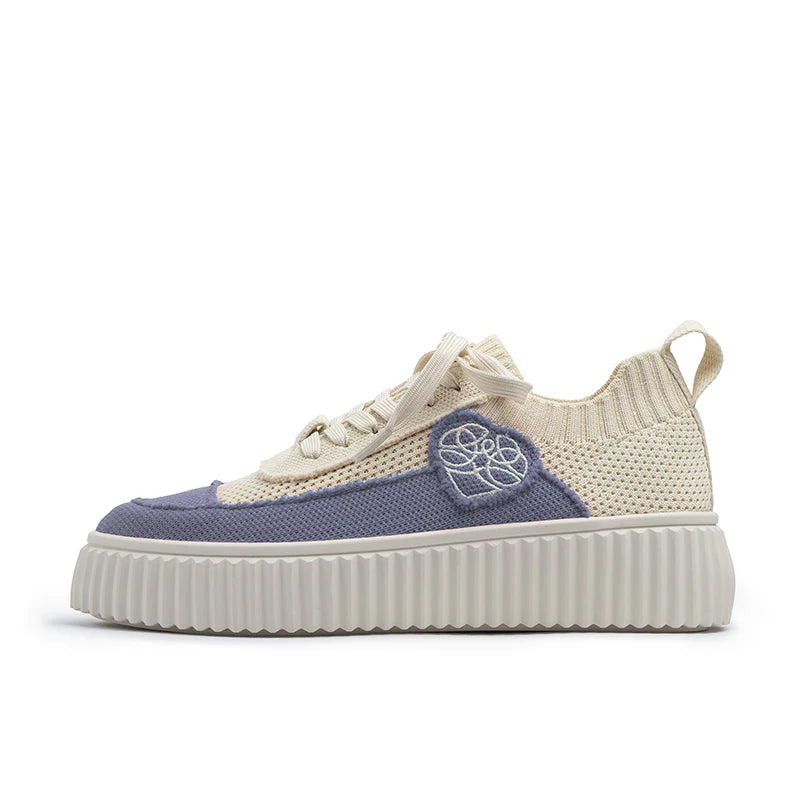 Chunky Platform Knit Sneakers - Lavender