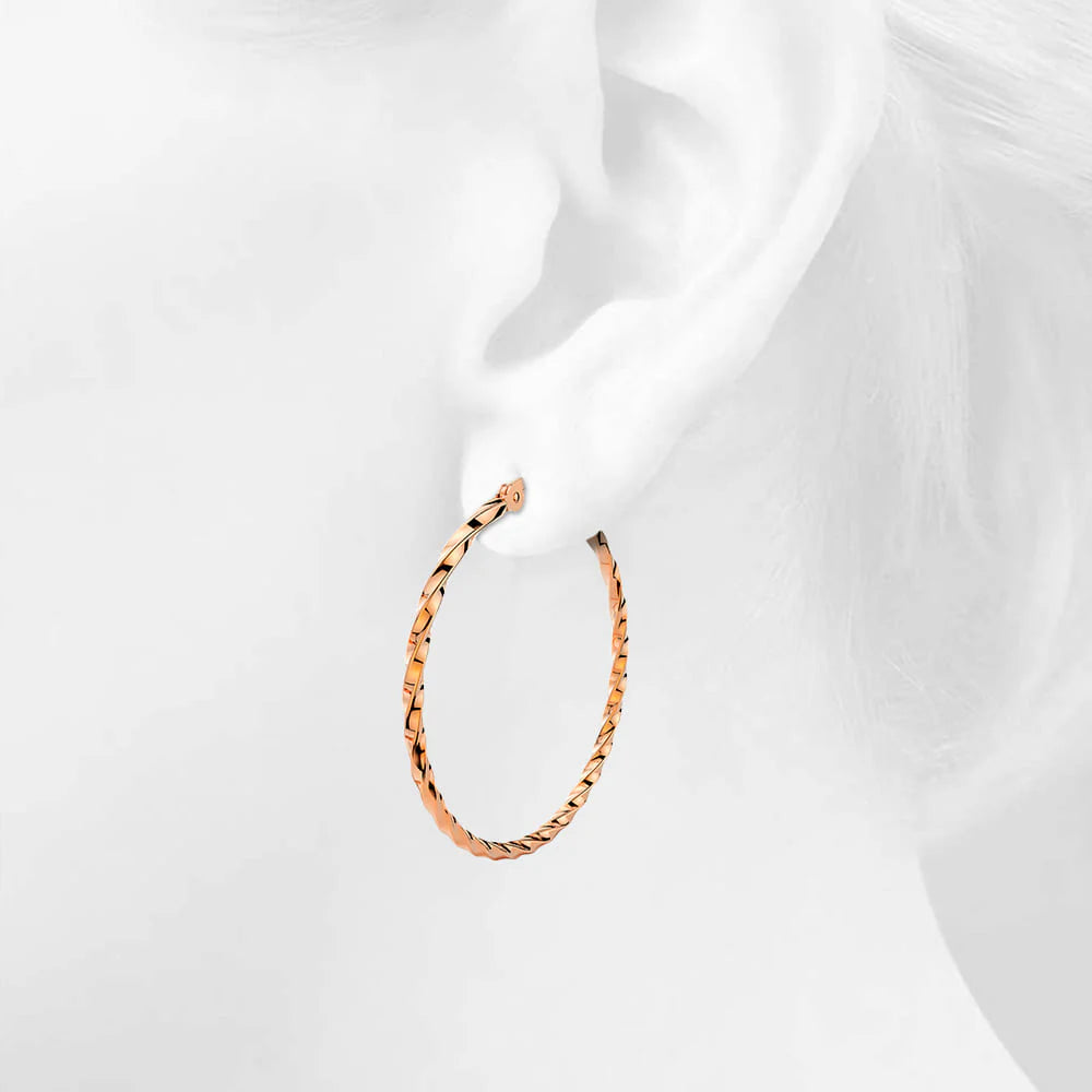 Bullion Gold Twisted Hoop Earrings 50mm