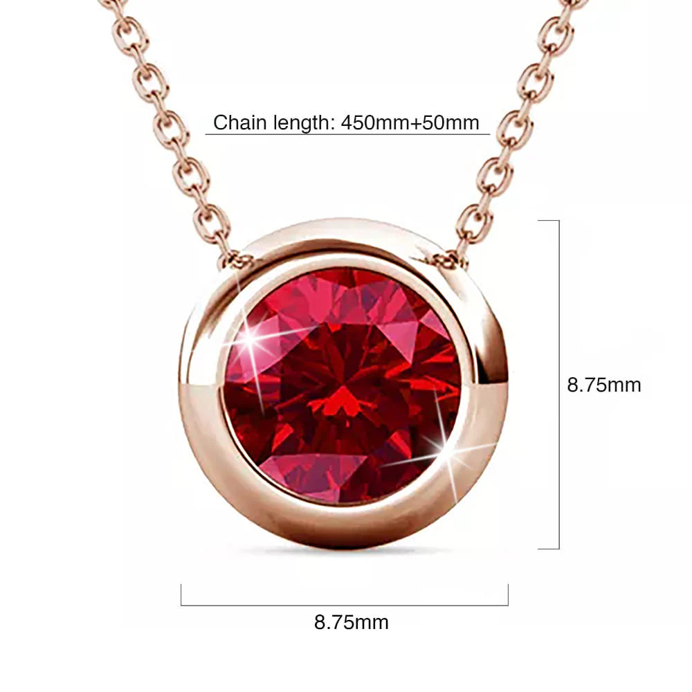 Krystal Couture Opulence Pendant Necklace Embellished with Ruby SWAROVSKI Crystals in Rose Gold