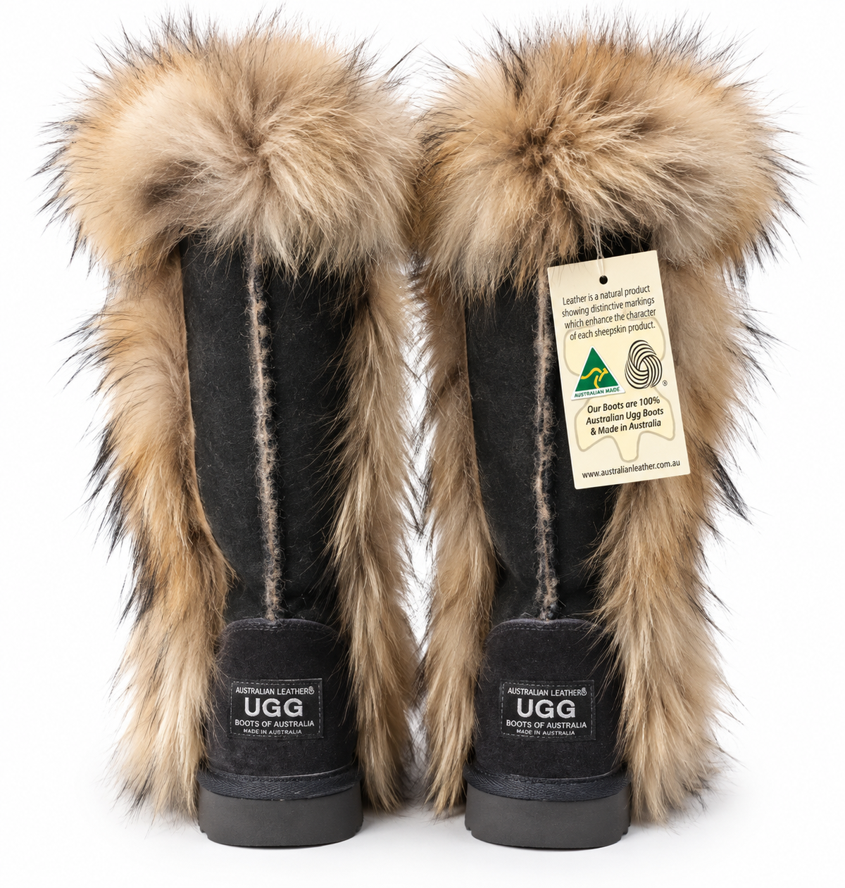 Australian Leather Ugg Fozy Long Uggs - Black - AU4