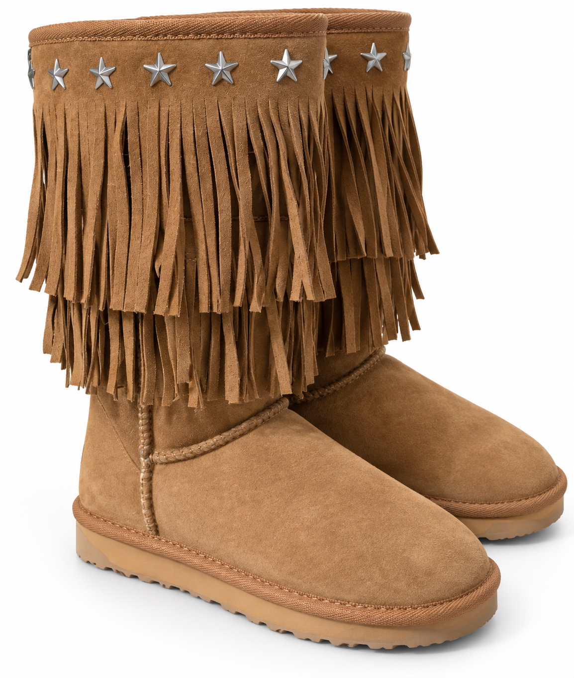 Australian Leather Ugg Classic Long Fringe Star - Chestnut - AU4