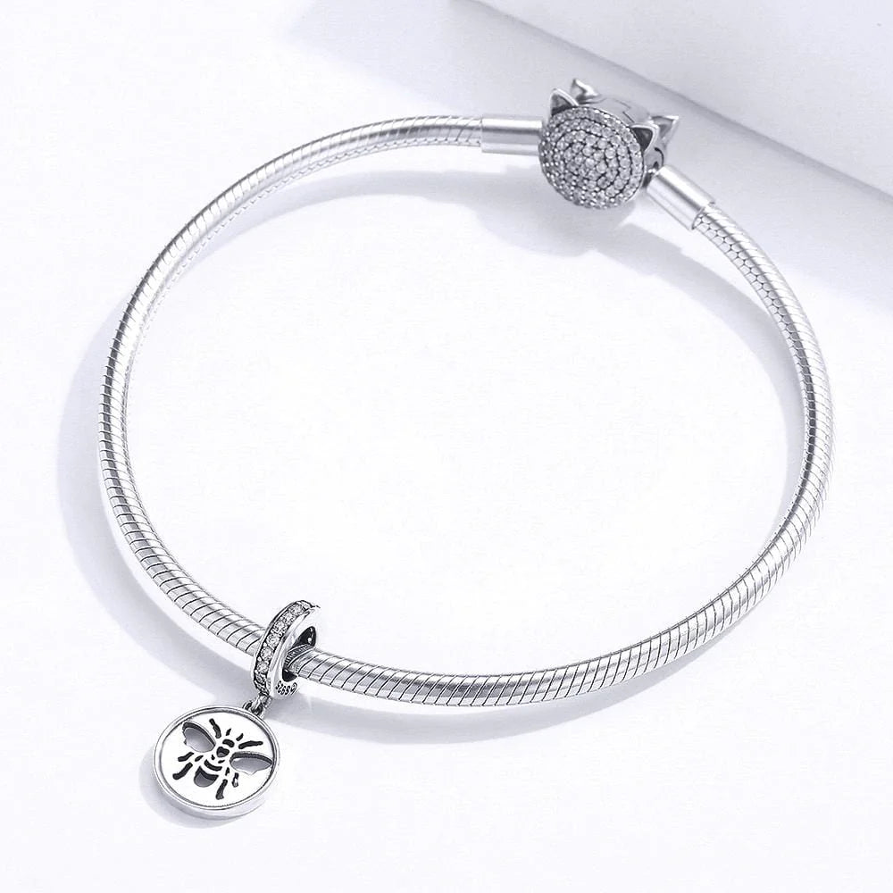 Solid 925 Sterling Silver Bee Animal Stamp Pandora Inspired Charm