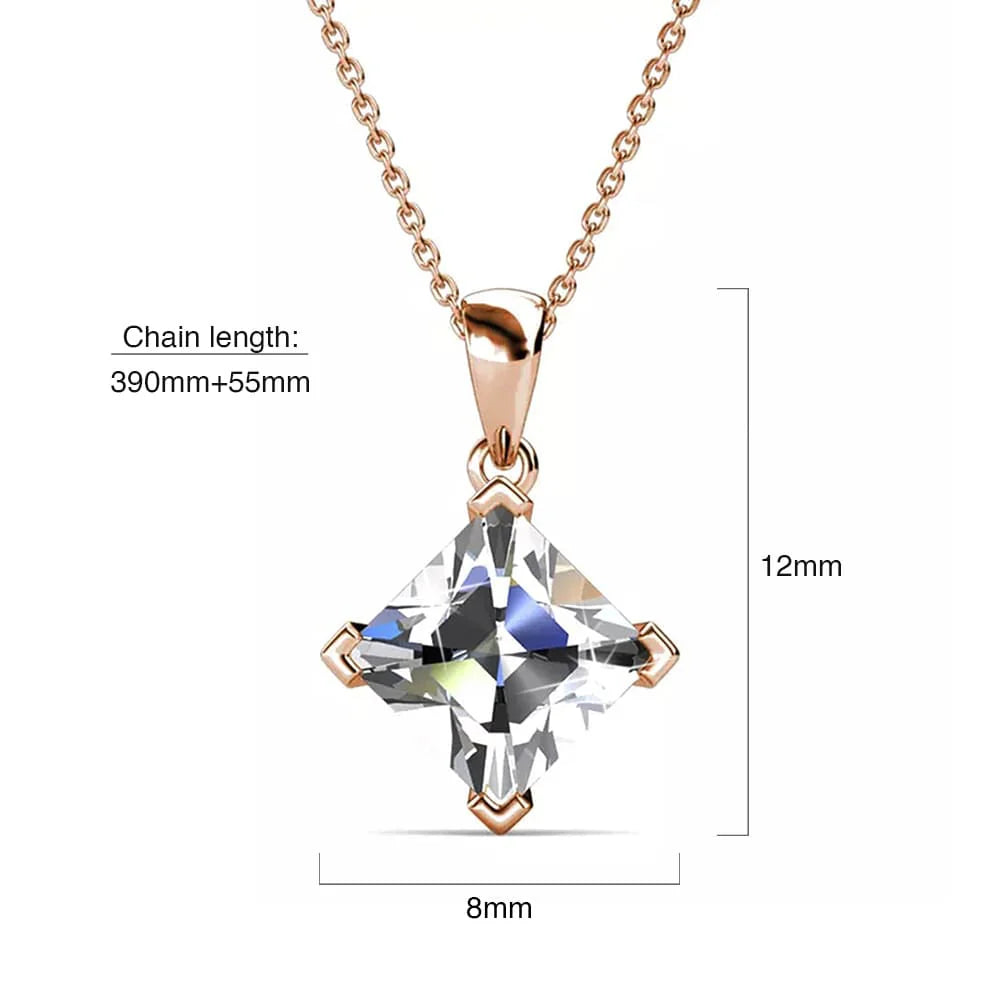 Krystal Couture Square-Cut Pendant Necklace Embellished with SWAROVSKI Crystals in Rose Gold