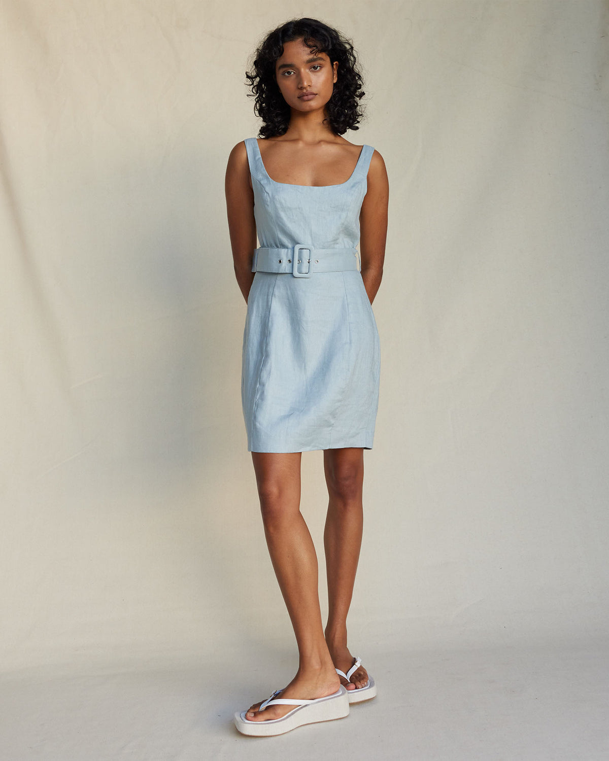 Amelius Silas Linen Mini Dress - Periwinkle