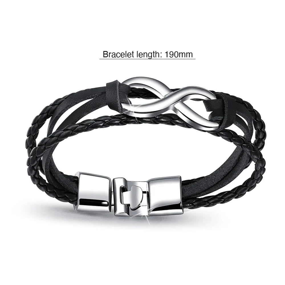 Obsession Women's Infinity Leather Wrap Bracelet Black
