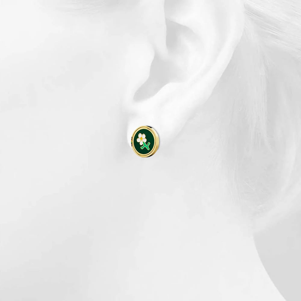 Bullion Gold Verdant Floral Stud Earrings in Gold