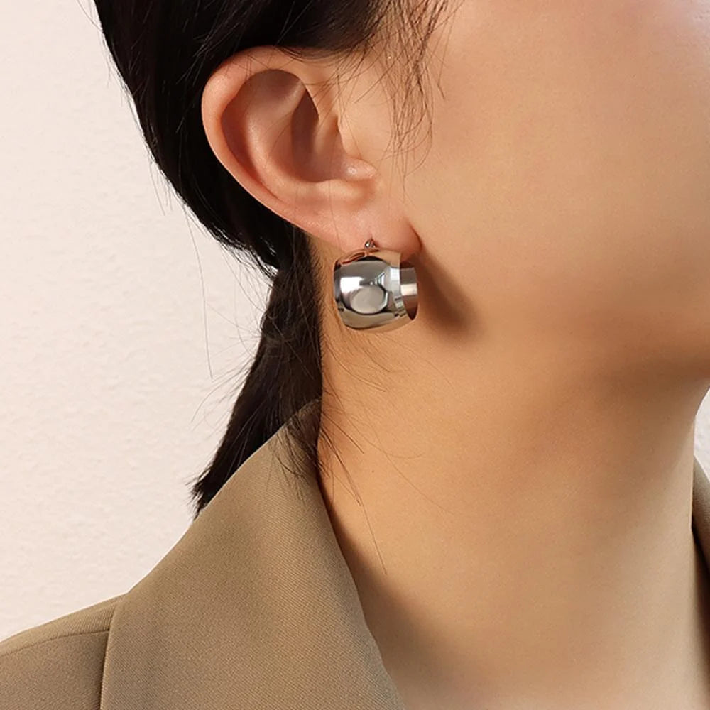 Bullion Gold Hannah White Gold Titanium Hoop Earrings
