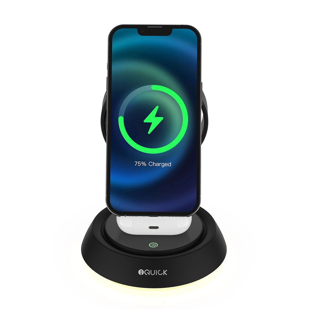 iQuick Twig 2 Multi Functions Wireless Charger with LED Ambient Light - White