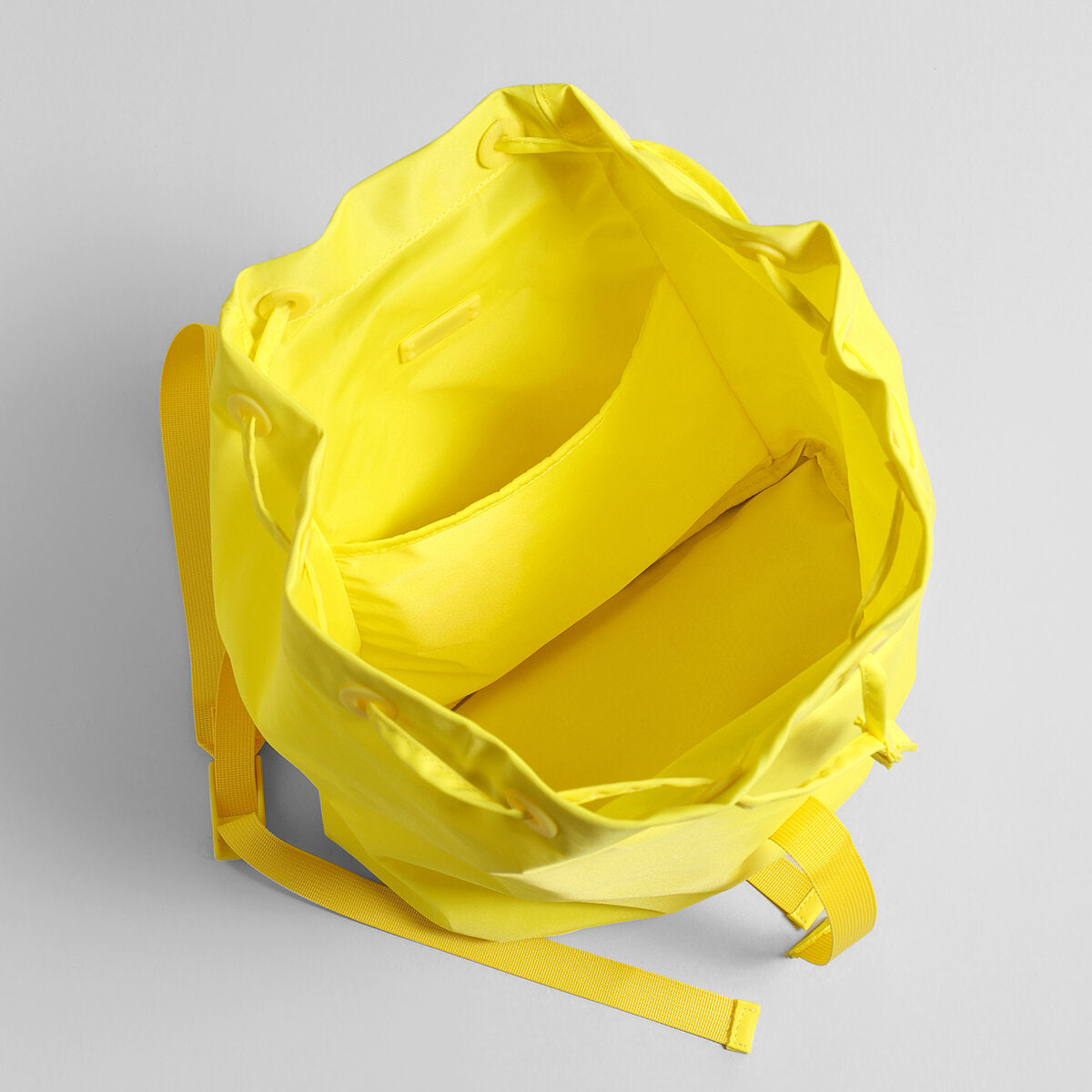 Nylon Drawstring Flap Backpack - Yellow