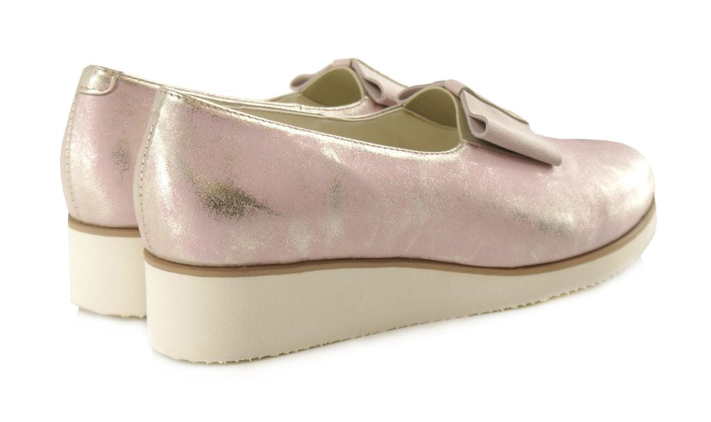 Bosccolo Womens Pumps With Bow - Metalic Pink