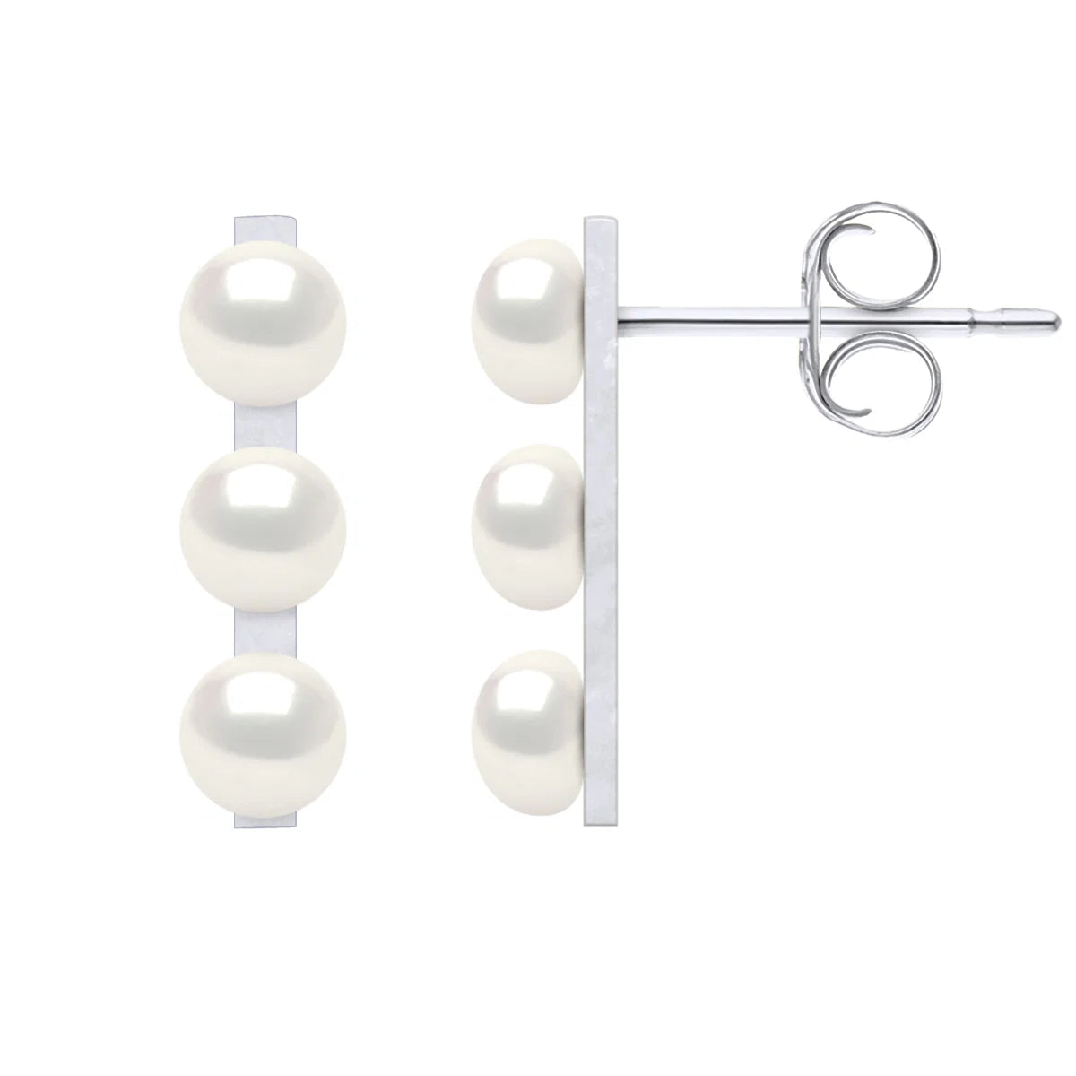 Earrings Talisman 3 Pearl Freshwater Pearl White Sterling Silver