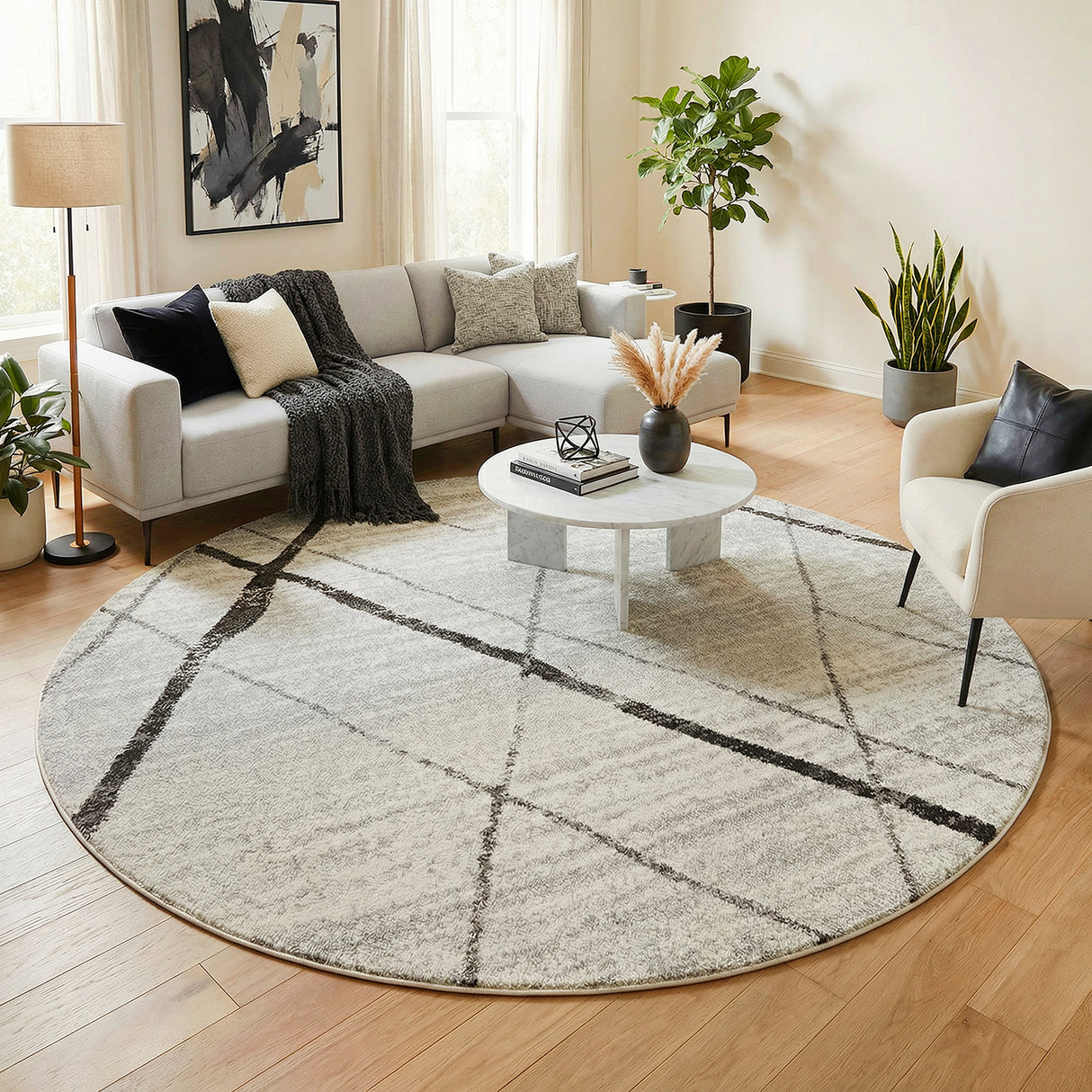 Oasis 452 Grey Round Rug